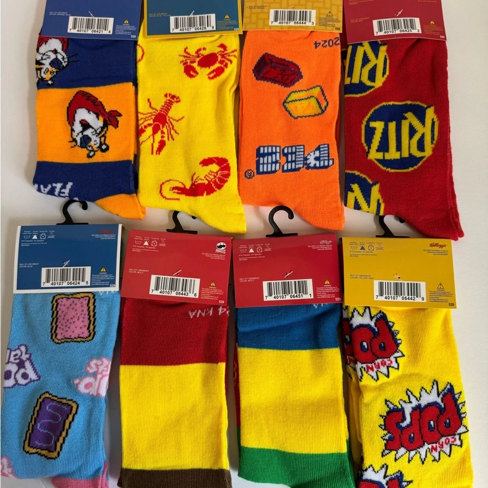 New Lot 8 Novelty Fun Graphic Socks Crew Length Socks Unisex 8 Packs Food